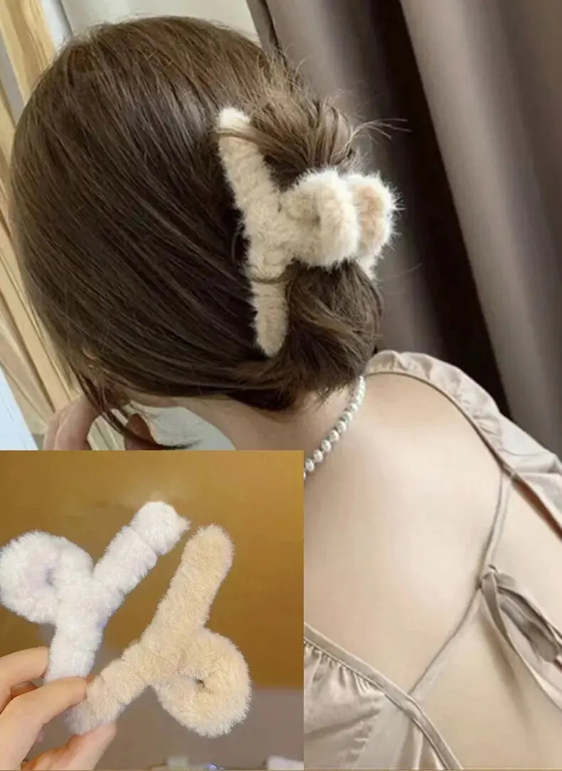 54pcs Autumn Winter Milk Tea Color System Hair Bands Grab Clip Large Intestine Hair Band Side Clip High Elasticity Hair Band