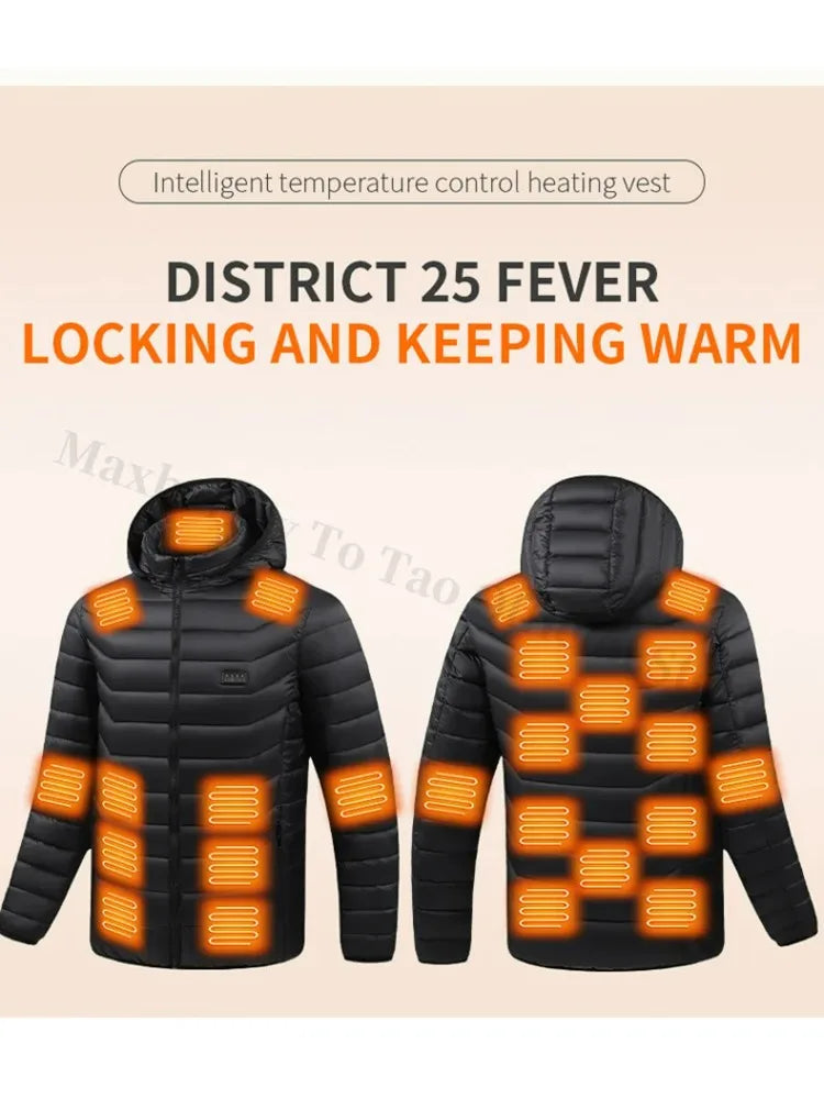 21 Areas Heating Jacket Men Winter USB Electric Heated Coat Functional Self Heating Clothes Outdoor Snow Ski Thick Padded Jacket