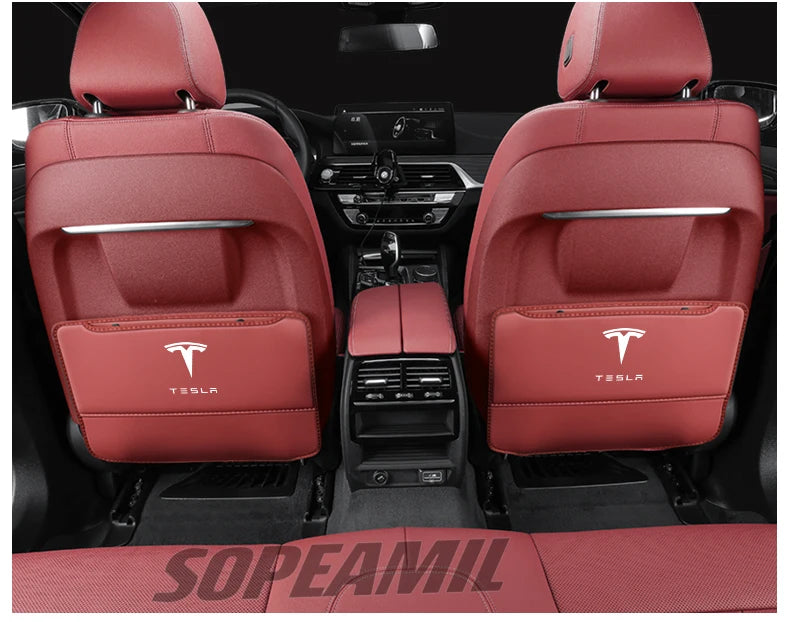 Car Seat Back Protection Anti-Kick Pad Rear Seat Storage Bag For Tesla Model 3 Model Y Model S Model X Cyberbruck Beast Roadster
