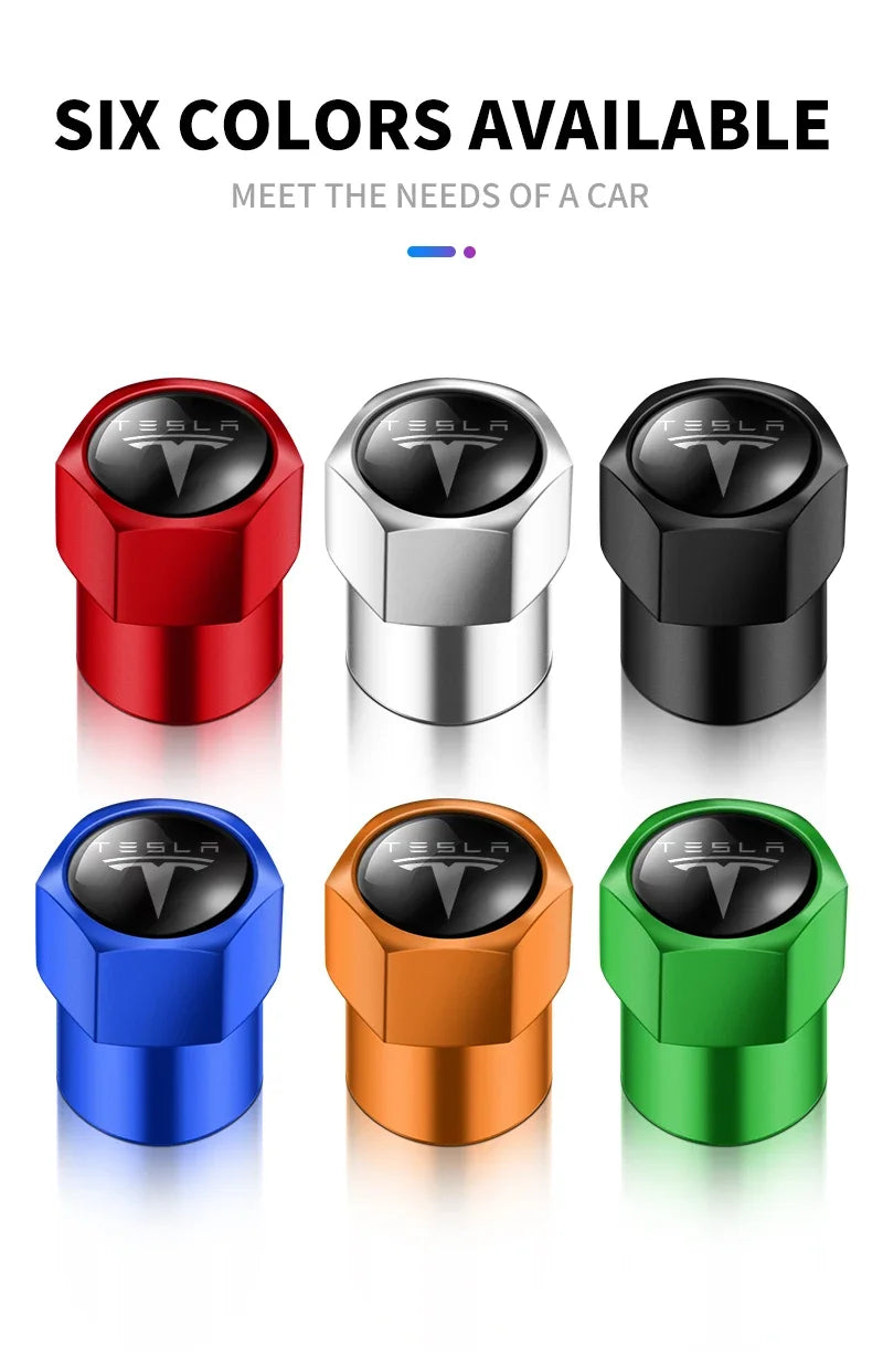 4pcs Metal Car Badges Wheel Tire Valve Caps Auto Accessories For Tesla MODEL S X 3 Y 2017 2018 2019 2020 2021 2022 2023 Roadster