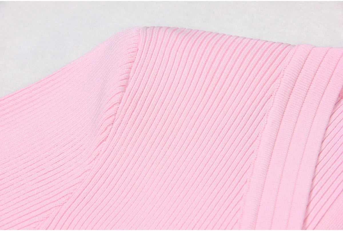 2025 Spring/Summer New Fashion Knitted Elastic Short Sleeve Solid Color Gold Button Slimming Style Commuter Women's Dress