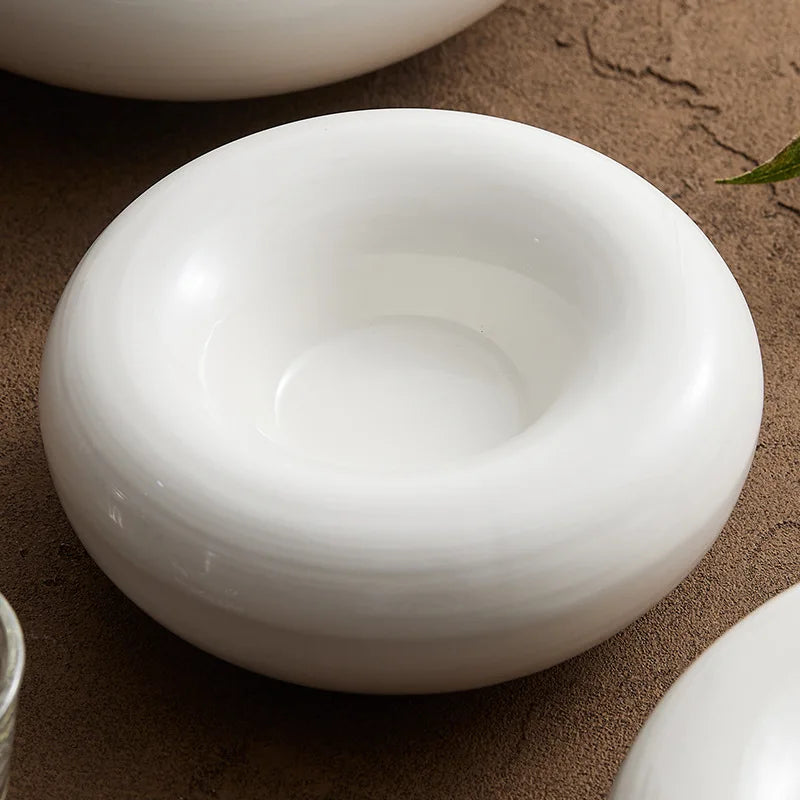 Artistic Cuisine White Tableware Heated Buffet Platter High-End Hotel Restaurant Featured Cold Dishes Personalized Plate