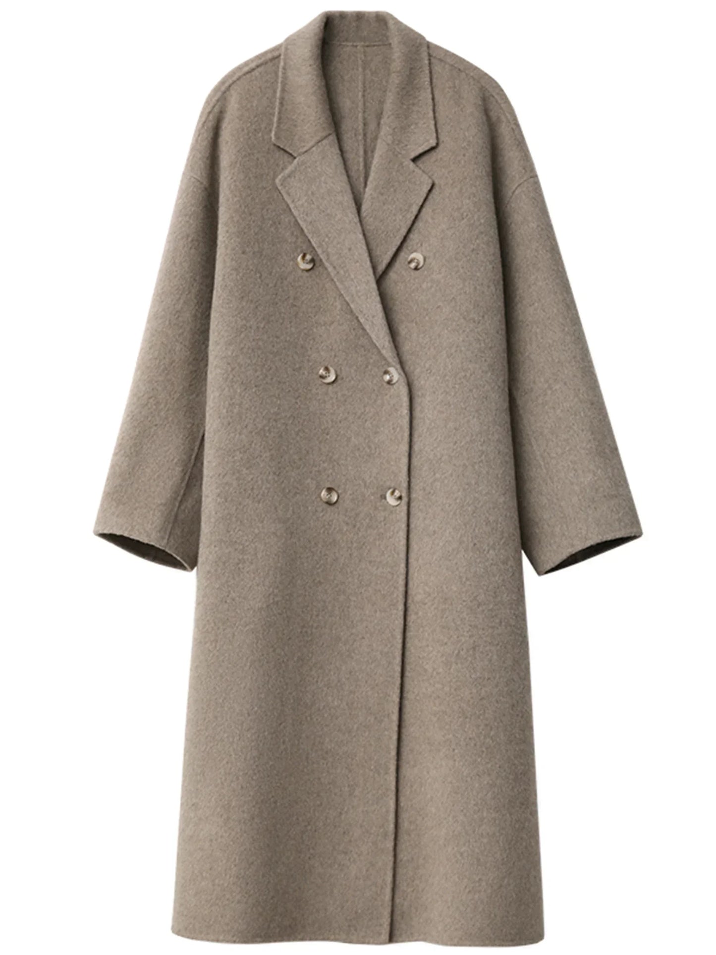 CHIC VEN Women Woolen Coat Double-breasted Basic Loose Casual Retro New Long Double-sided Female Overcoat Autumn Winter 2024
