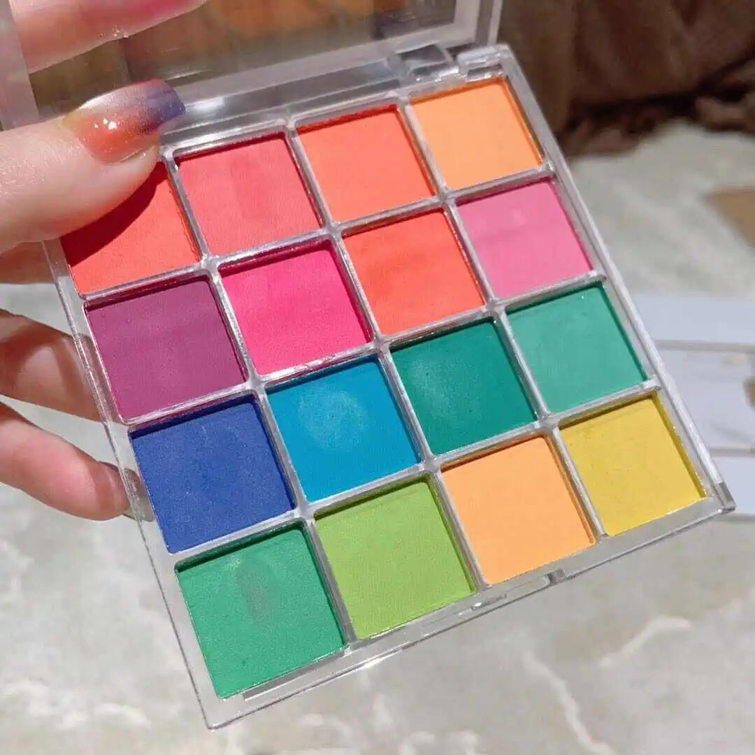 16-Grid 16 Color Solid Rubbing Powder Palette for Nail Art DIY Gradient Smudge Pat-pat Powder Nail Art Manicure Gradient Pigment