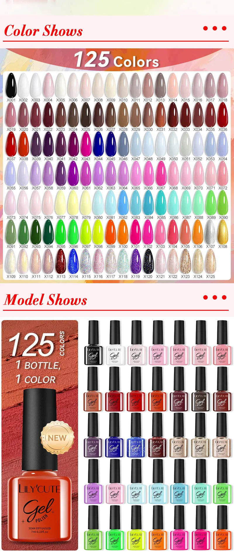 LILYCUTE 6Pcs/set 7ml Coffee Series Gel Nail Polish Kit 125 Colors Manicure Semi Permanent Soak Off UV Nail Art Gel Varnish