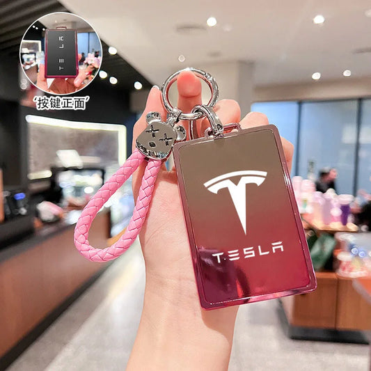 Car Key Card Holder Cover Protector Holder Diamond Keychain Accessories for Tesla Model 3 X Model S Y Roadster P75D P85D P100D