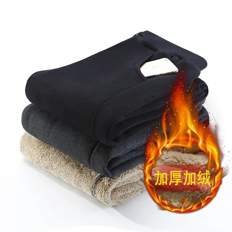 Men's Winter Pants Male Stretch Warm Sweatpants Thermal Thick Fleece Trousers Men Windproof cashmere Pants Men Lamb wool Joggers