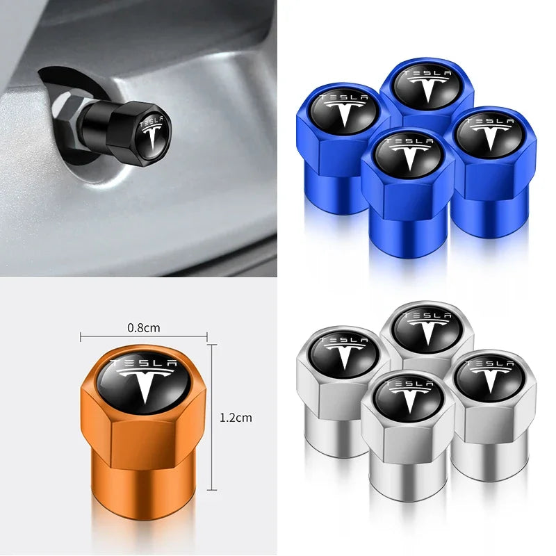 4pcs Metal Car Badges Wheel Tire Valve Caps Auto Accessories For Tesla MODEL S X 3 Y 2017 2018 2019 2020 2021 2022 2023 Roadster