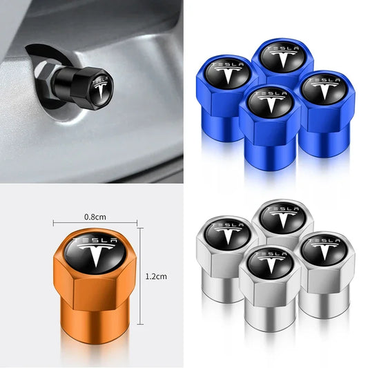 4pcs Metal Car Badges Wheel Tire Valve Caps Auto Accessories For Tesla MODEL S X 3 Y 2017 2018 2019 2020 2021 2022 2023 Roadster