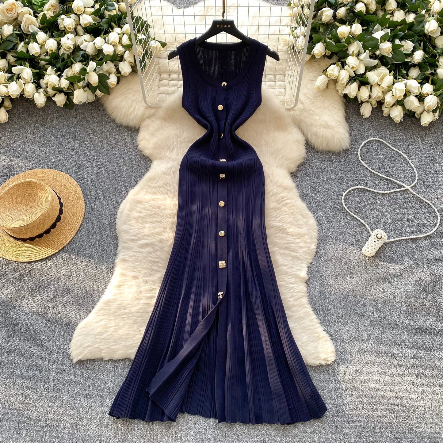 YuooMuoo Brand Fashion Luxury Single-breasted Maxi  Dress Women Sleeveless Wrap Hip Bodycon Summer Dress Elegant Party Vestidos