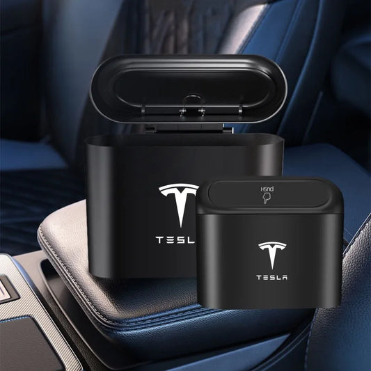 Hanging Car Trash Can ABS Square Pressing Trash Bin Auto Interior for Tesla Model 3 Model S X Y Roadster SpaceX Car Accessories