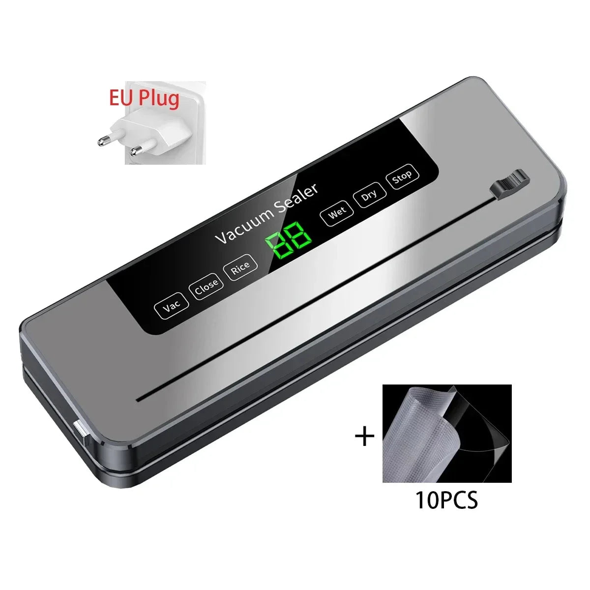 Electric Vacuum Sealer Dry/Wet Food Sealed Packaging Kitchen Food Storage Seal Built-in Cutter Knife
