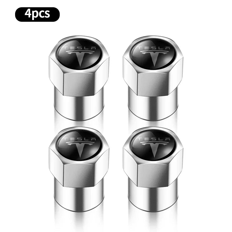 4pcs Metal Car Badges Wheel Tire Valve Caps Auto Accessories For Tesla MODEL S X 3 Y 2017 2018 2019 2020 2021 2022 2023 Roadster