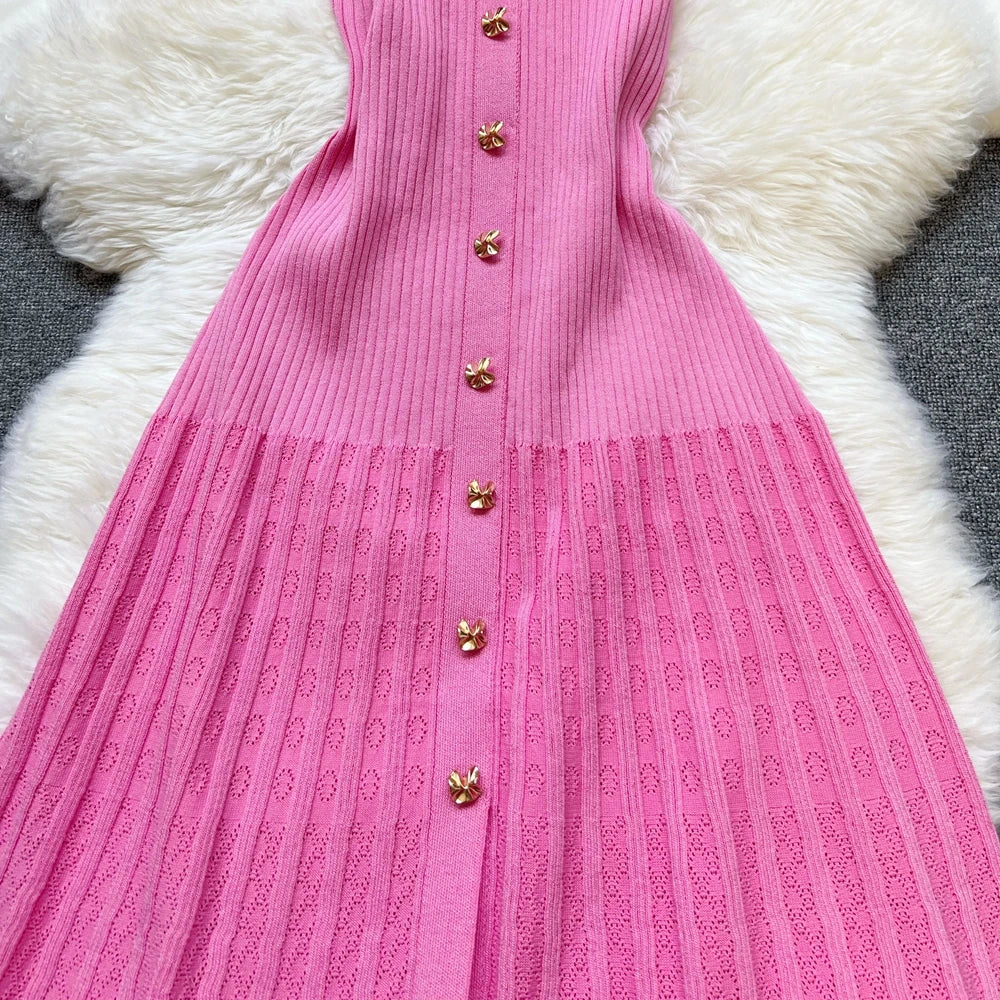 YuooMuoo Brand Fashion Elegant Patchwork Knitted Long Dress Spring Summer Women Luxury Shirt Sweater Dress Lady Party Vestido