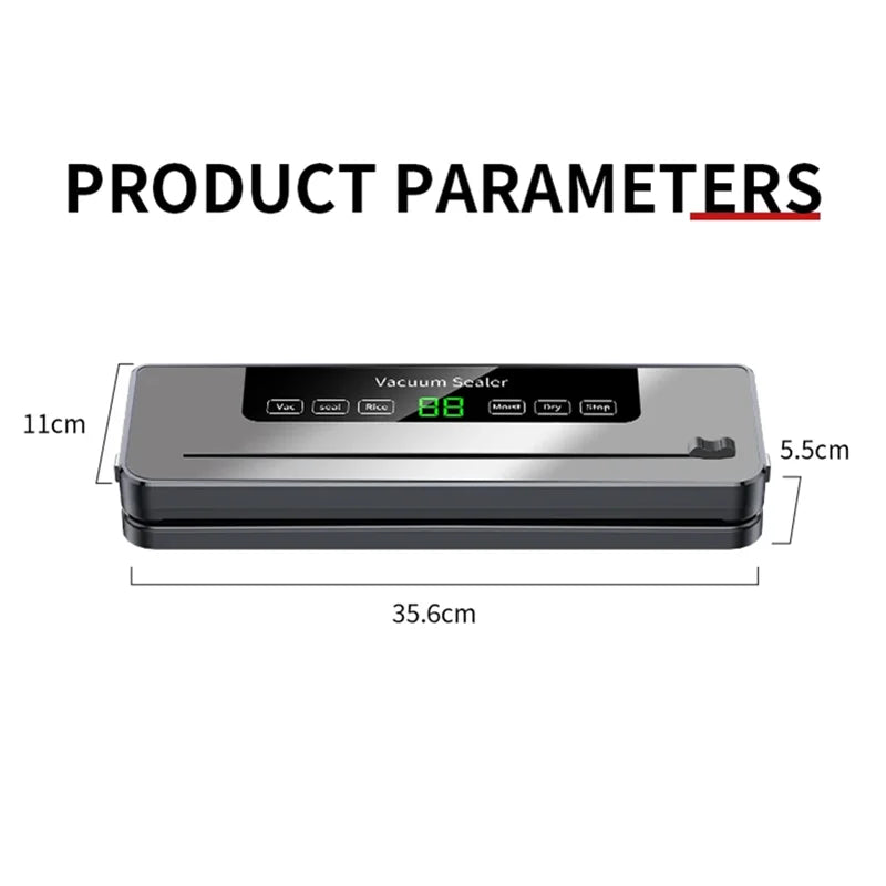 Electric Vacuum Sealer Dry/Wet Food Sealed Packaging Kitchen Food Storage Seal Built-in Cutter Knife