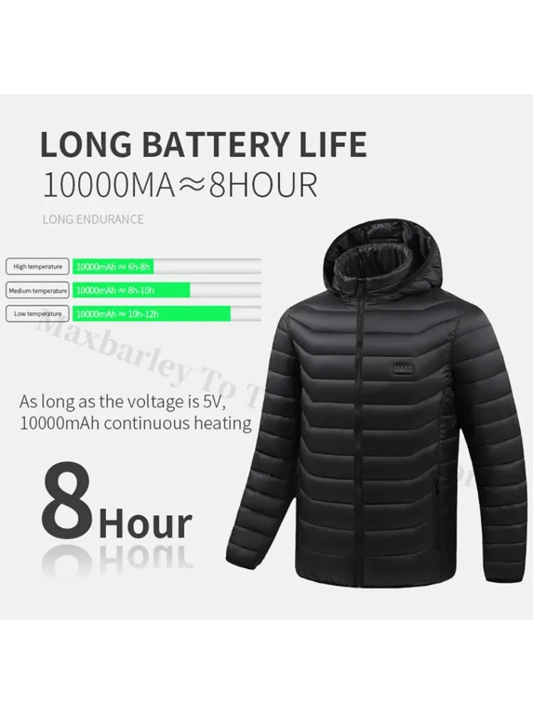 21 Areas Heating Jacket Men Winter USB Electric Heated Coat Functional Self Heating Clothes Outdoor Snow Ski Thick Padded Jacket