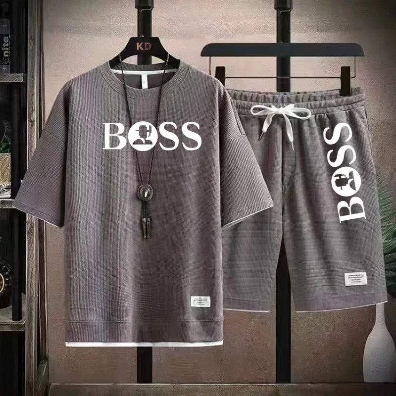 Men's luxury sportswear set casual fitness T-shirt and shorts 2-piece set with short sleeves summer 2024