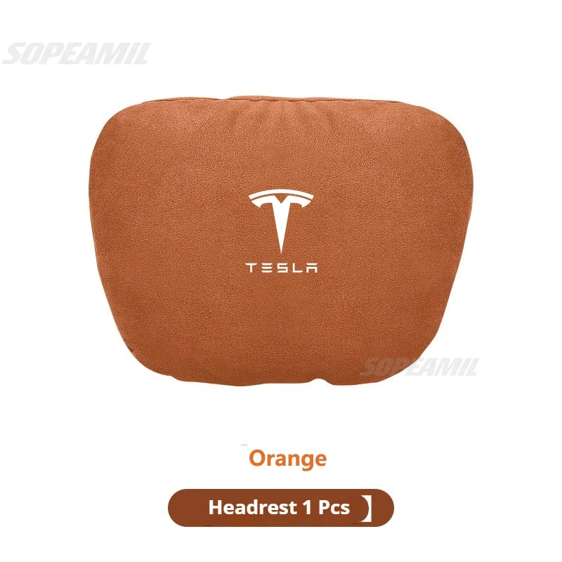 Tesla Model 3 Model Y Model S Model X Suede Car Headrest Neck Support Seat Waist pad Lumbar cushion Soft Neck Pillow Accessories