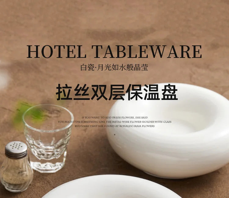 Artistic Cuisine White Tableware Heated Buffet Platter High-End Hotel Restaurant Featured Cold Dishes Personalized Plate