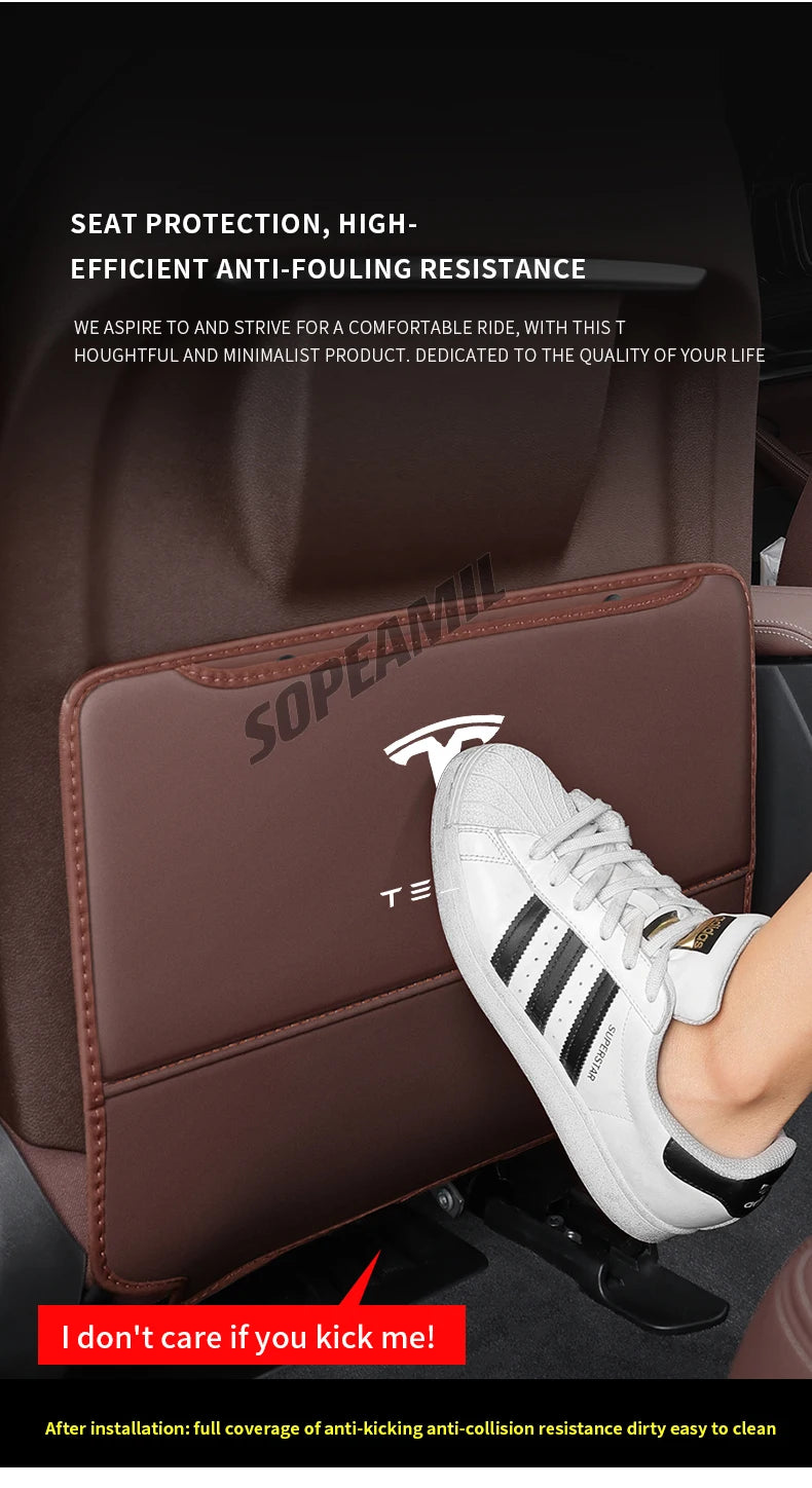 Car Seat Back Protection Anti-Kick Pad Rear Seat Storage Bag For Tesla Model 3 Model Y Model S Model X Cyberbruck Beast Roadster