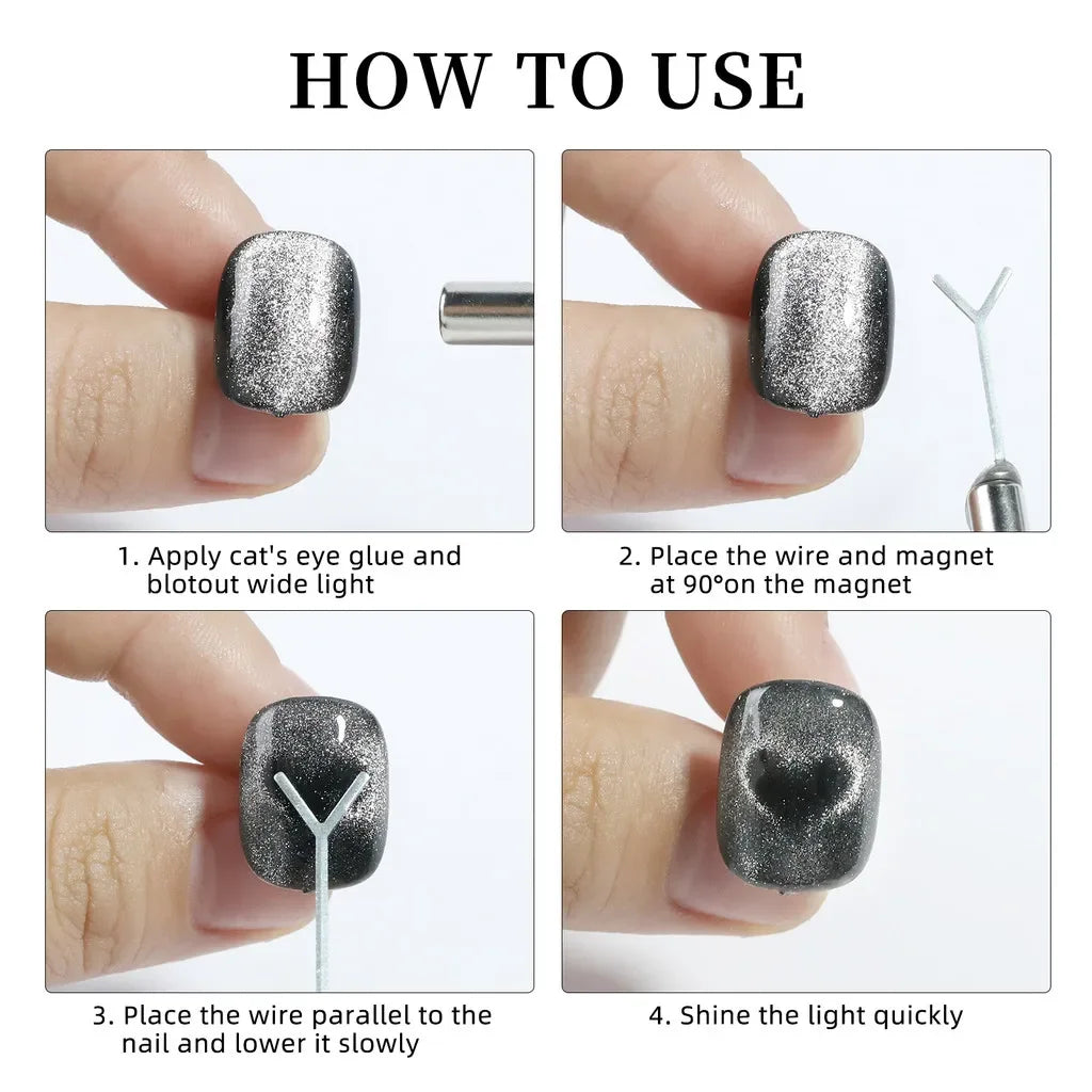 1/2/4pcY-shaped Love Heart Magnetic Auxiliary Tool For Match with Nail Magnet Suck Cat Eye Heart Shapes Effect Nail Gel DIY Tool