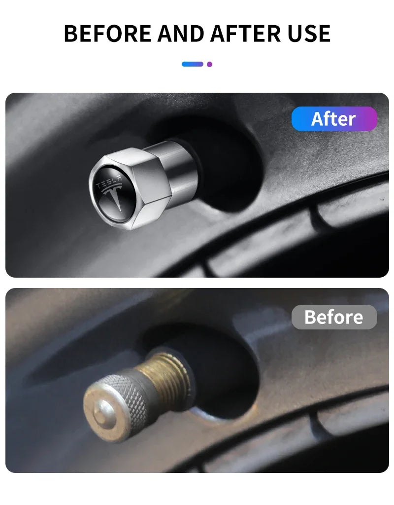 4pcs Metal Car Badges Wheel Tire Valve Caps Auto Accessories For Tesla MODEL S X 3 Y 2017 2018 2019 2020 2021 2022 2023 Roadster