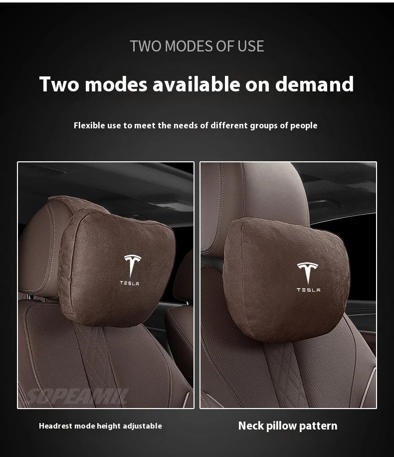 Tesla Model 3 Model Y Model S Model X Suede Car Headrest Neck Support Seat Waist pad Lumbar cushion Soft Neck Pillow Accessories