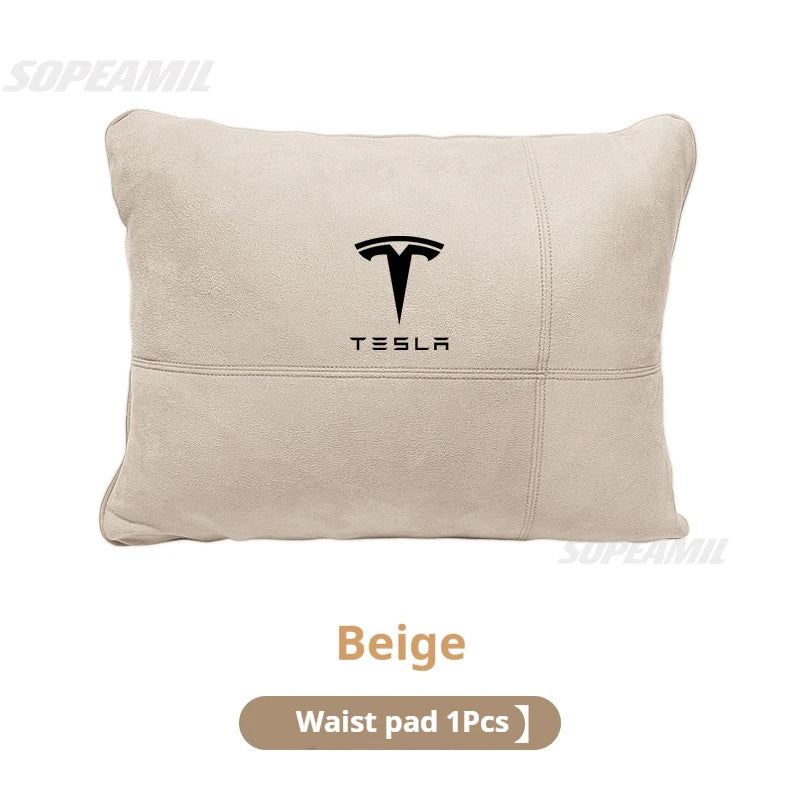Tesla Model 3 Model Y Model S Model X Suede Car Headrest Neck Support Seat Waist pad Lumbar cushion Soft Neck Pillow Accessories