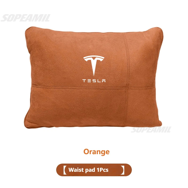 Tesla Model 3 Model Y Model S Model X Suede Car Headrest Neck Support Seat Waist pad Lumbar cushion Soft Neck Pillow Accessories