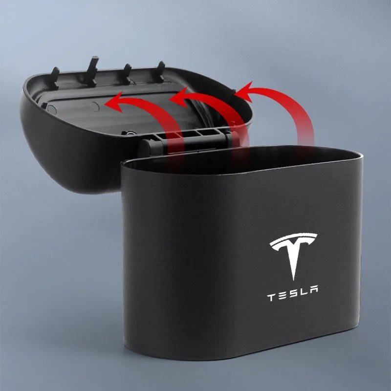 Hanging Car Trash Can ABS Square Pressing Trash Bin Auto Interior for Tesla Model 3 Model S X Y Roadster SpaceX Car Accessories