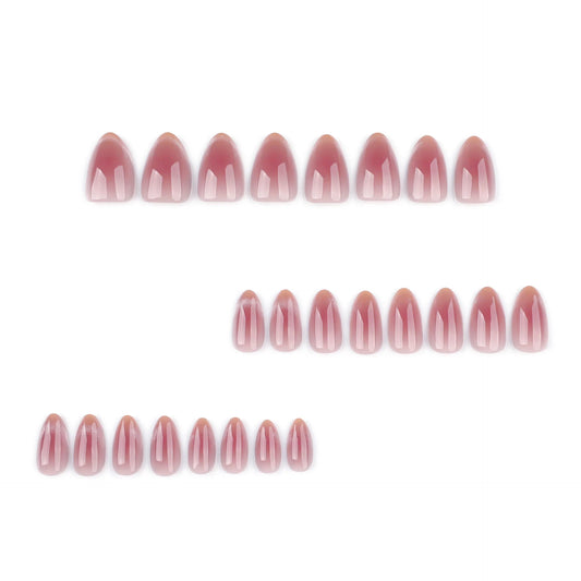 24pcs Blush Cat's Eye Press On Nails Flash Gold Powder French Style Short Almond False Nails Sweet Korean Summer Fake Nail Tips