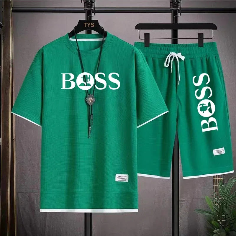 Men's luxury sportswear set casual fitness T-shirt and shorts 2-piece set with short sleeves summer 2024
