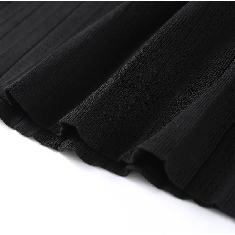 Knit Maxi Dress For Women Elegant Solid O-neck Single Breasted Short Sleeve Long Dresses Female 2025 Summer Fashion Lady Vestido