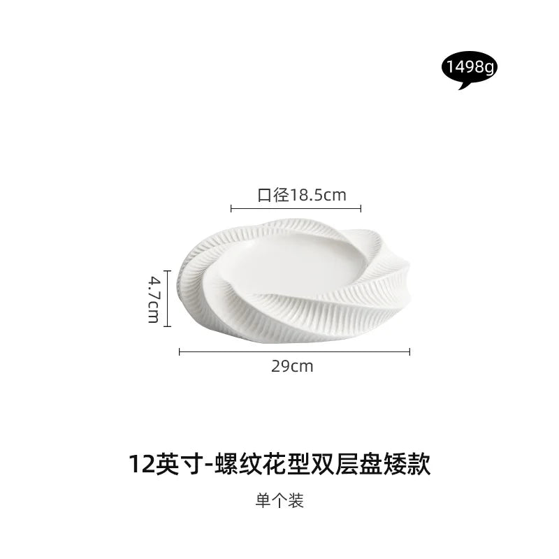 Thread-pattern Double-layer Heat Preservation Western-style Dish Creative Hotel Special Tableware Dessert Plate Restaurant Plate