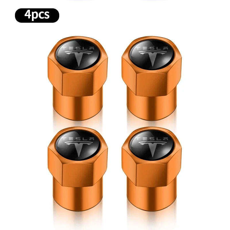 4pcs Metal Car Badges Wheel Tire Valve Caps Auto Accessories For Tesla MODEL S X 3 Y 2017 2018 2019 2020 2021 2022 2023 Roadster