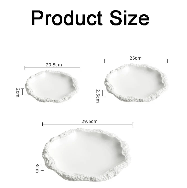 Simple Solid Color Tableware Ceramic Pasta Steak Plate Dinner Plate Creative Kitchen Irregular Shape Serving Tray Cooking Dishes