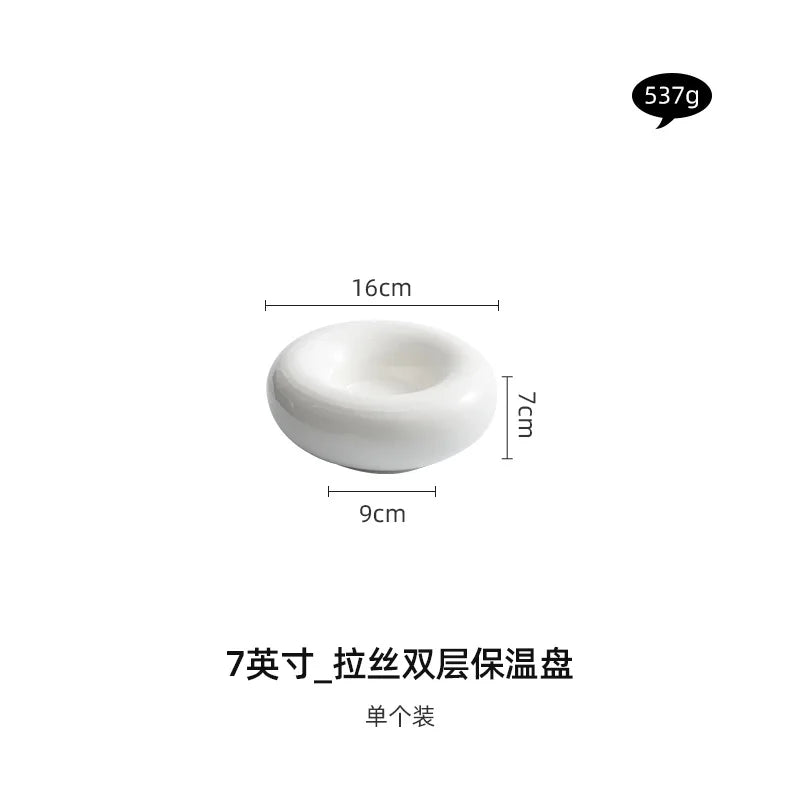 Artistic Cuisine White Tableware Heated Buffet Platter High-End Hotel Restaurant Featured Cold Dishes Personalized Plate