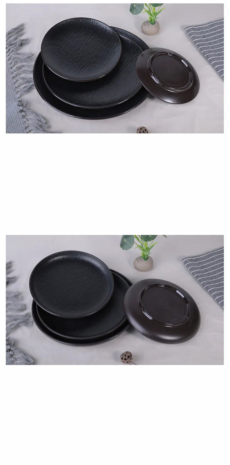 Hotpot Restaurant Melamine Tableware Black Frosted Dinner Plate Japanese Sushi Plates Not Easily Broken Snack Fruit Dishes