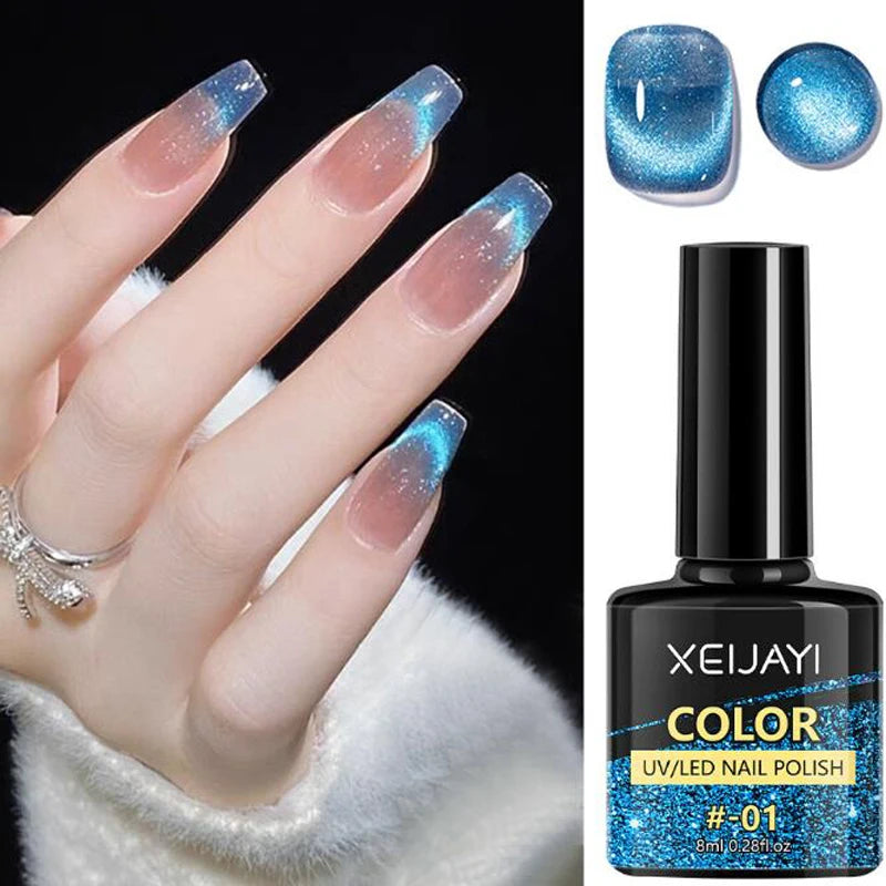 XEIJAYI Pink Cat Eye Gel Nail Polish Ceramic Magnetic Gel UV Semi-permanent Enamels Varnish Nail Supplies For Professionals Gel